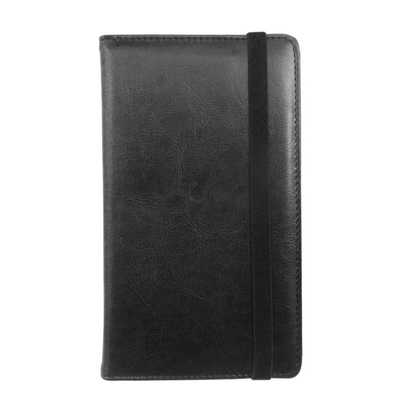 Enyuwlcm PU Leather Business Card Book Organizer Journal Name Card Book Holder with Elastic Closure Hold 240 Cards Black - Image 1